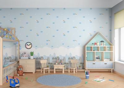 8902 Serisi | Bulutlu ve Gökkuşağılı Gökyüzü Temalı Duvar Kağıdı