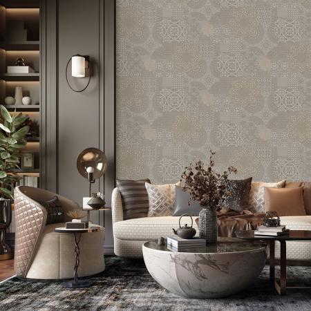 1409 Serisi | Geometric Damask Desen Duvar Kağıdı