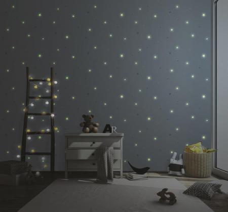 8913 Serie | Night gloving star covered wallpaper