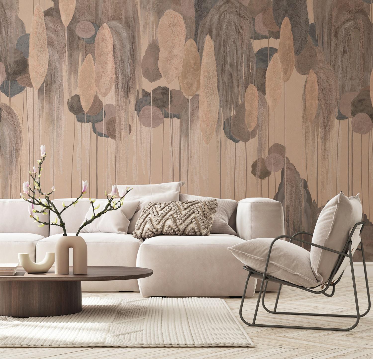 Abstract Mediterranean Cypress Tree Design Mural Wallpaper SE309-4